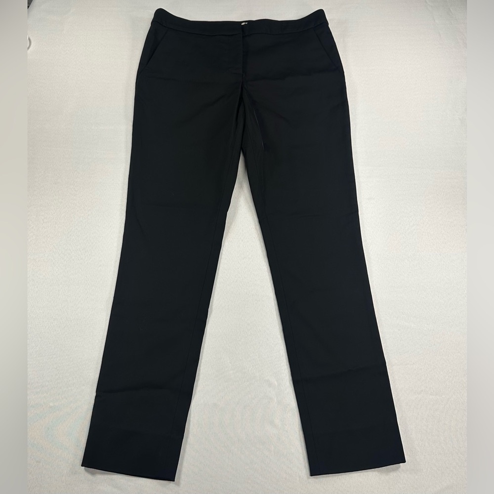 Lela Rose Viscose Wool Blend Silk Lined Straight Black Cropped Trousers Sz 4